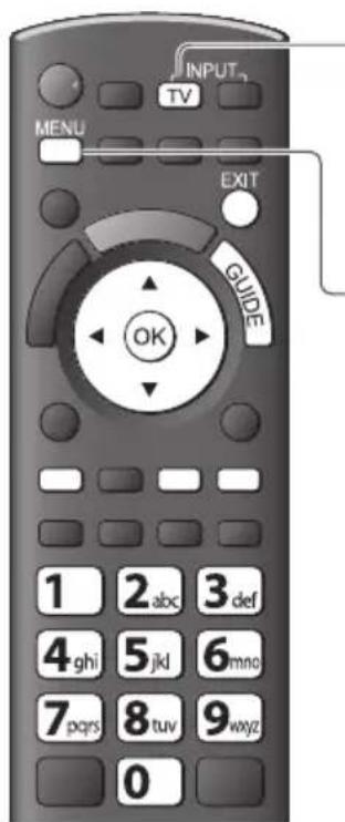 INPUT TV MENU EXIT GUIDE OK 1 2 abc 3 def 4 ghi 5 jkl 6 mno 7 pqrs 8 tuv 9 wyz 0