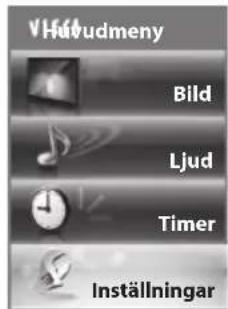 V Håtudmeny Bild Ljud Timer Inställningar