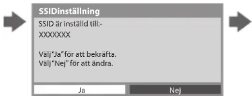 SSIDinställning SSID är inställd till:- XXXXXXXX Välj"Ja"för att bekräfta. Välj"Nej" för att ändra. Ja Nej