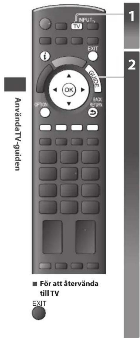 INPUT TV EXIT i GUIDE OPTION BACK/ RETURN AnvändaTV-guiden ■ För att återvända till TV EXIT