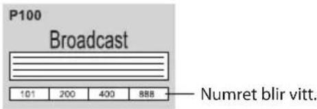 P100 Broadcast Numret blir vitt.
