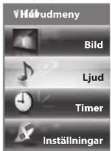 V Húrudmeny Bild Ljud Timer Inställningar