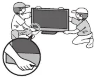 PANASONIC Viera TX-P42G30Y - TV-apparaten är tung. Minst 2 personer bör hjälpas åt för att bära TV-apparaten. Stöd TV-apparaten enligt figuren för att den inte ska välta eller ramla. - 1