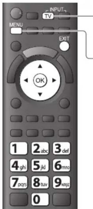 INPUT TV MENU EXIT OK 1 2 abc 3 def 4 ghi 5 jkl 6 mno 7 pqrs 8 tuv 9 wxyz 0