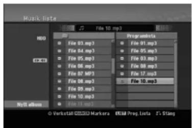LG RH247HB - Alternativ på menyn Programlista: - 1