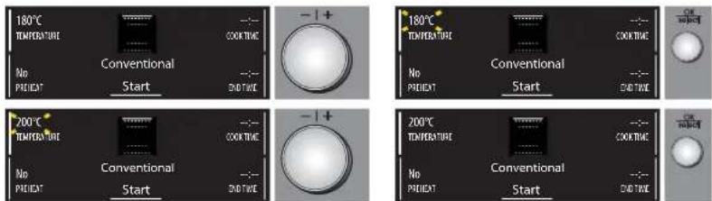 180°C TEMPERATURE No PREJECT Start COOKTIME -1+ 180°C TEMPERATURE No PREJECT Start COOKTIME -1+ 200°C TEMPERATURE No PREJECT Start COOKTIME -1+ 200°C TEMPERATURE No PREJECT Start COOKTIME -1+