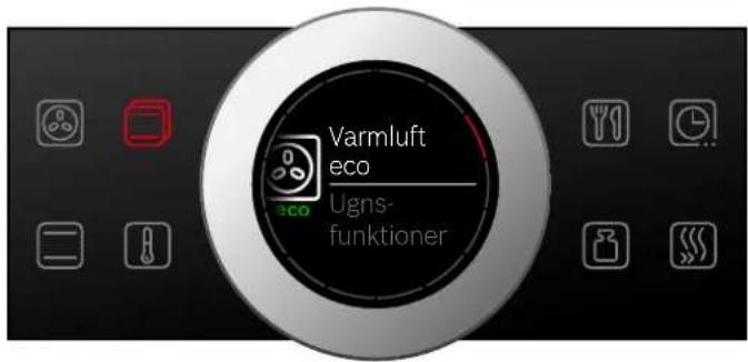 Varmluft eco Ugns- funktioner