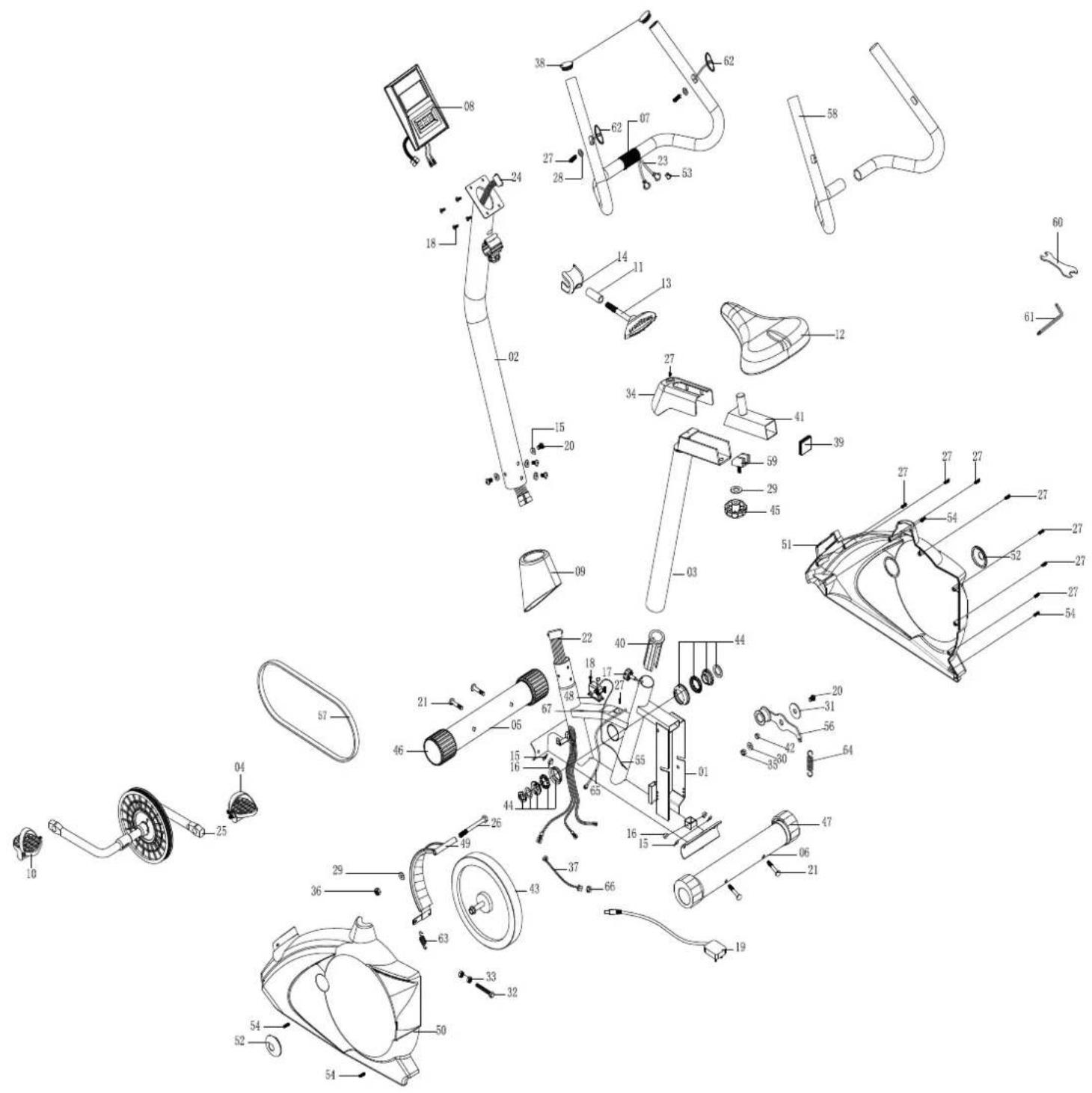 Exerfit 550 Magnetic - ÖVERSIKTSDIAGRAM - 1