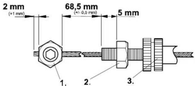 2 mm (+1 mm) 68,5 mm (+/- 0,5 mm) 5 mm 1. 2. 3.