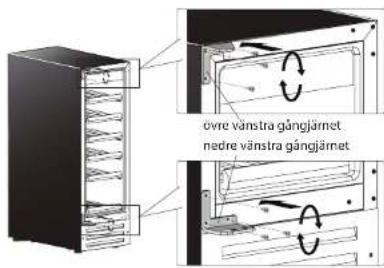 övre vänstra gångjärnet nedre vänstra gångjärnet