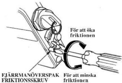 För att öka friktionen FJÄRRMANÖVERSPAK FRIKTIONSSKRVU För att minska friktionen