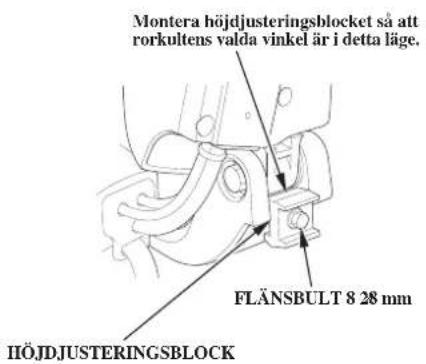 Montera höjdjusteringsblocket så att rorkultens valda vinkel är i detta läge. FLÄNSBULT 8 28 mm HÖJDJUSTERINGSBLOCK
