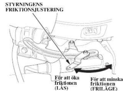 STYRNINGENS FRIKTIONSJUSTERING För att öka friktionen (LAS) För att minska friktionen (FRILÄGE)