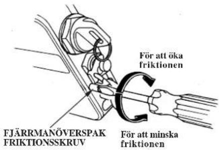 För att öka friktionen FJÄRRMANÖVERSPAK FRIKTIONSSKRV För att minska friktionen
