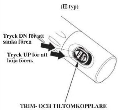 (H-typ) Tryck DN för att sänka fören Tryck UP för att höja fören. TRIM- OCH TILTOMKOPPLARE