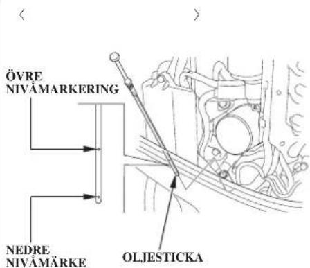 ÖVRE NIVÄMARKERING NEDRE NIVÄMÄRKE OLJESTICKA