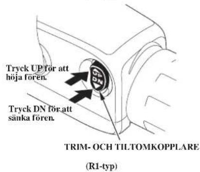 Tryck UP för att höja fören. Tryck DN för att sänka fören. TRIM- OCH TILTOMKOPPLARE (R1-typ)