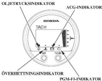OLJETRYCKSINDIKATOR ACG-INDIKATOR HONDA TACH set mode ÖVERHETTNINGSINDIKATOR PGM-FI-INDIKATOR