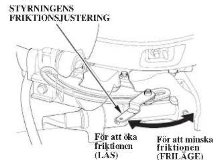 STYRNINGENS FRIKTIONSJUSTERING För att öka friktionen (LAS) För att minska friktionen (FRILÄGE)