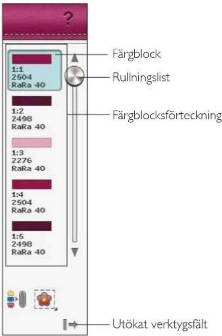 Färgblock Rullningslist Färgblocksförteckning 1:1 2504 RaRa 40 1:2 2498 RaRa 40 1:3 2276 RaRa 40 1:4 2504 RaRa 40 1:5 2498 RaRa 40 Utökat verktygsfält