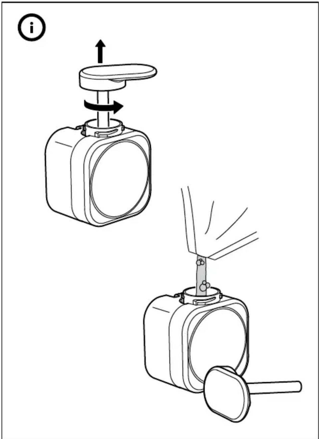 Diagram illustrating a mechanical device with labeled parts and directional arrows, showing motion or assembly steps.