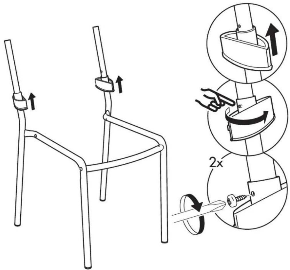 Technical diagram illustrating a mechanical assembly with labeled parts and directional arrows indicating motion or assembly steps.