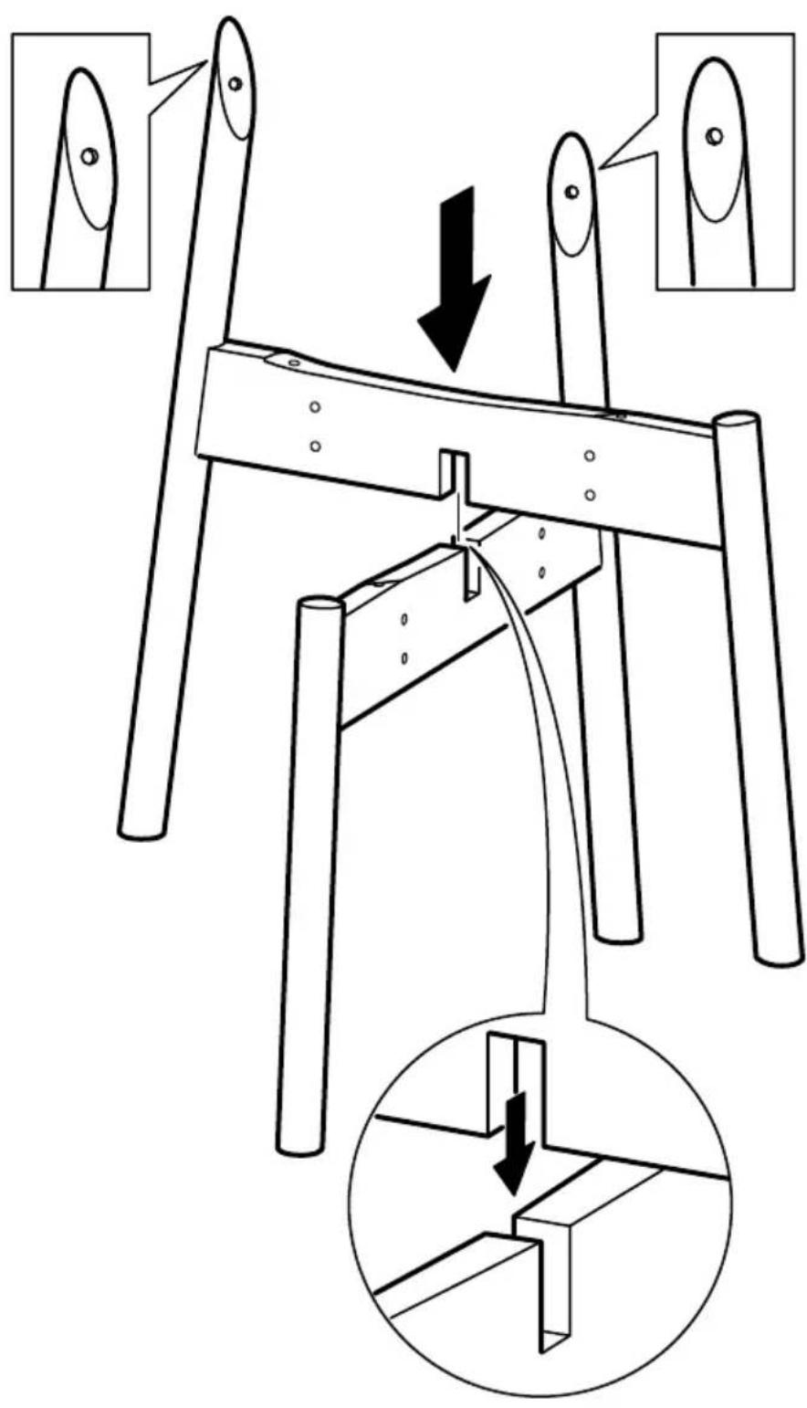Technical diagram illustrating a mechanical assembly with labeled components and directional arrows indicating motion or force.