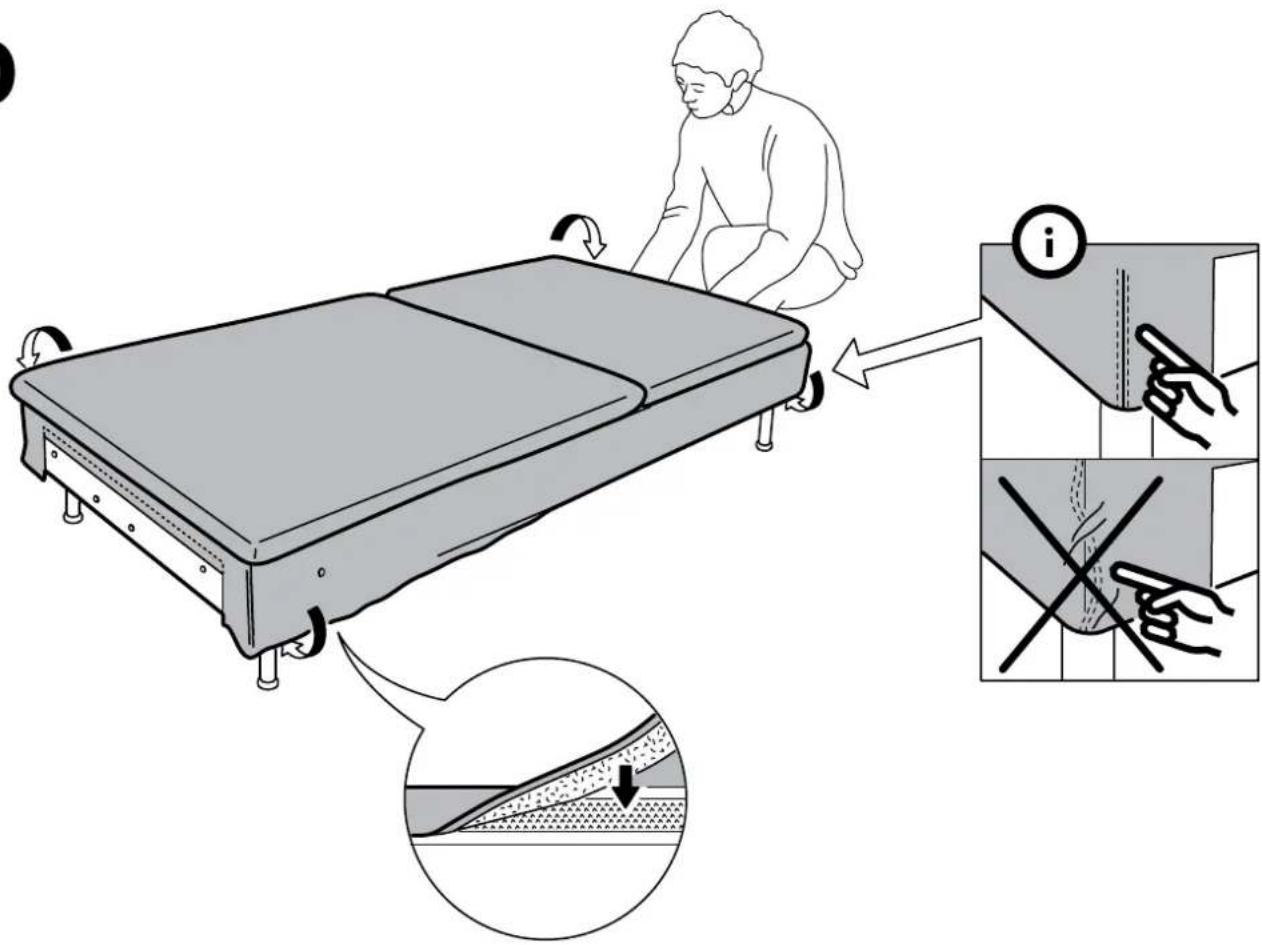 Medical illustration showing a patient undergoing a medical procedure on a bed, with instructions for handling skin and injury.