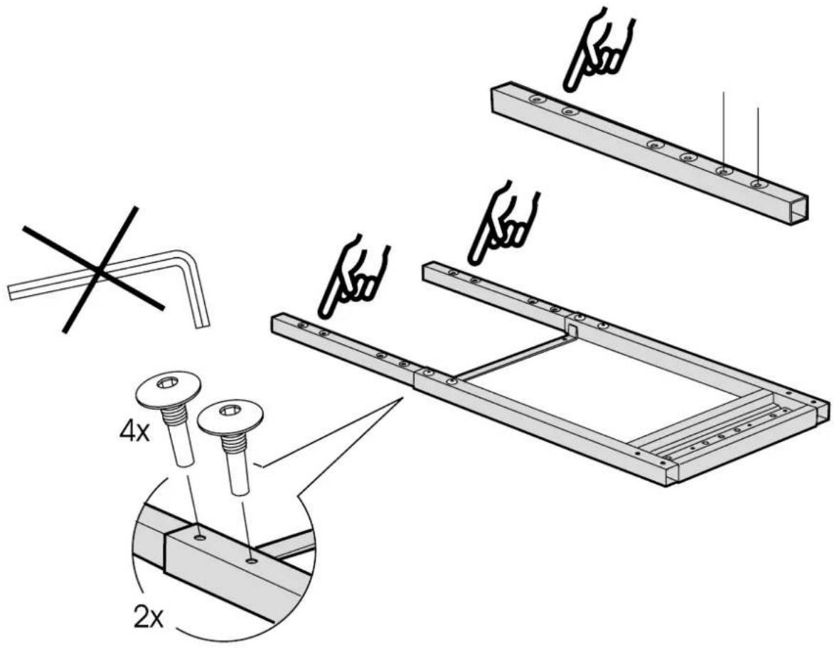 Technical diagram illustrating a mechanical assembly with labeled parts and dimensions, including 4x and 2x measurements.