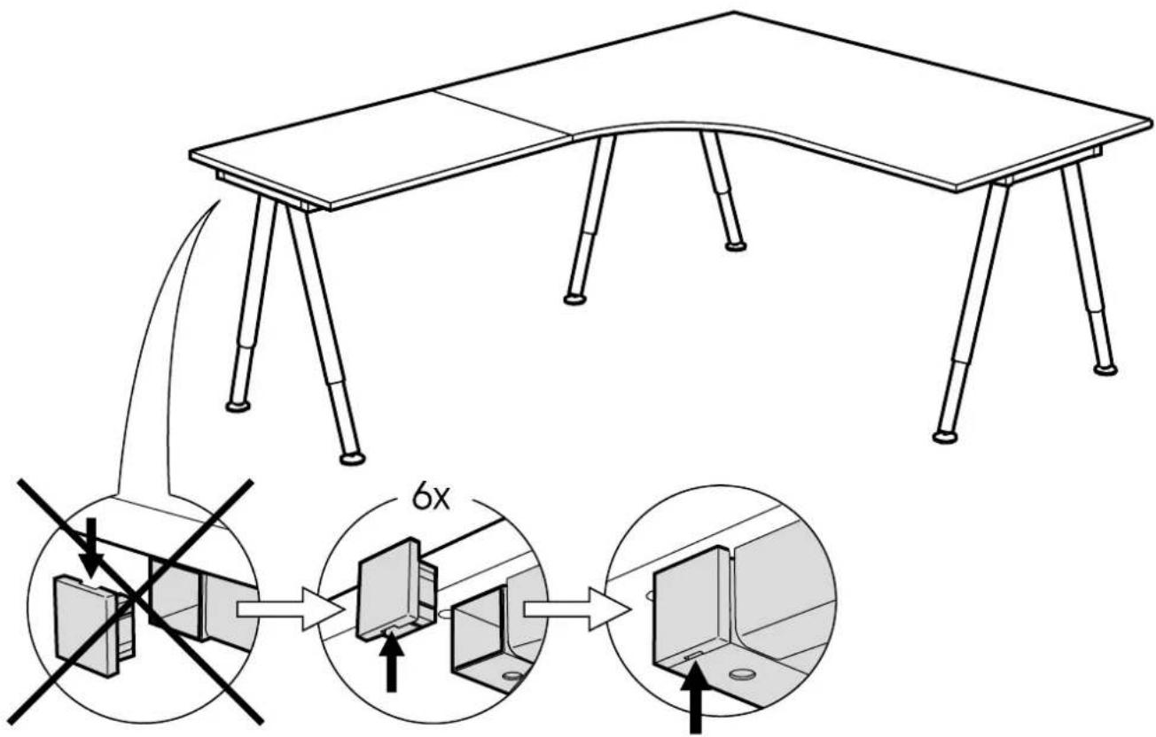 Diagram illustrating a 3D table setup with four legs and a 6x magnified view of the device's internal structure, showing structural change.