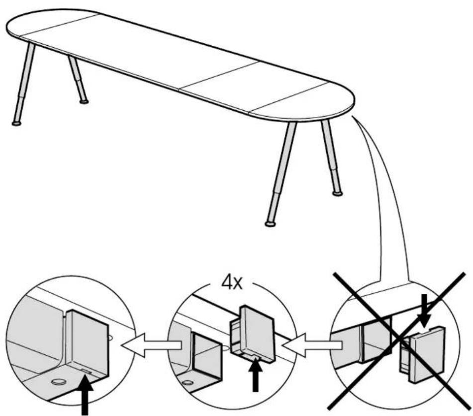 Diagram illustrating a 4x ratio of furniture to a table, showing structural change and component alignment.