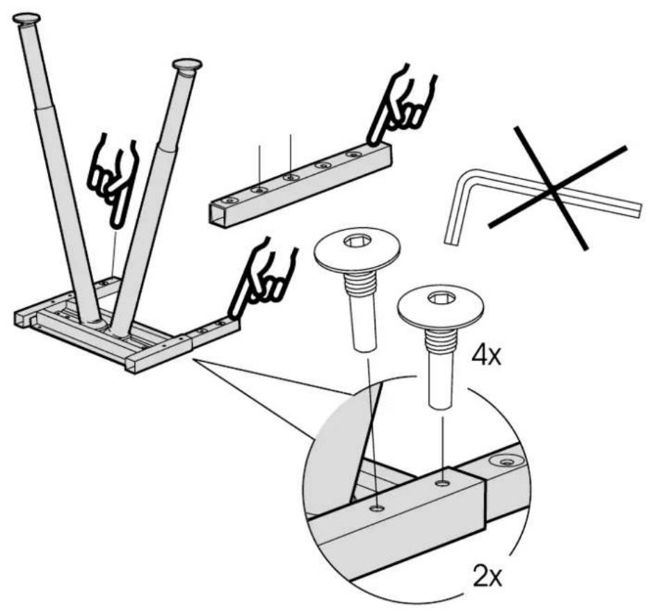 Technical diagram showing mechanical assembly with labeled parts and dimensions (2x, 4x)