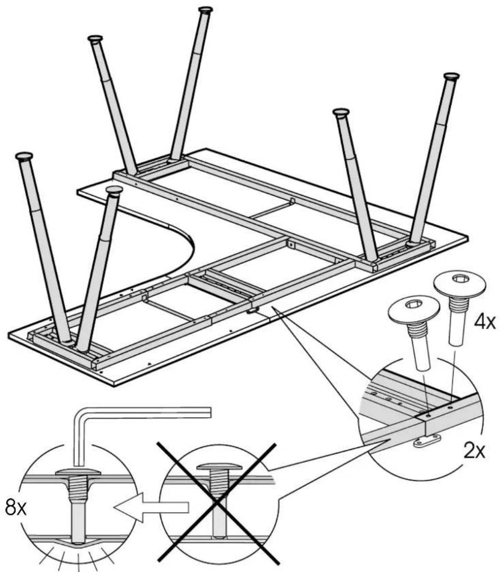Technical diagram of a structural support frame assembly with labeled dimensions and bolt specifications