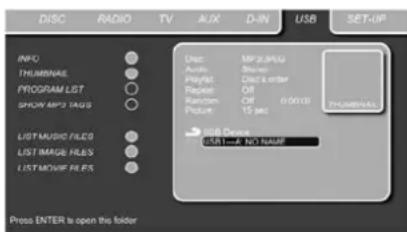 HARMAN KARDON HS 150 - USB-menyn - 2