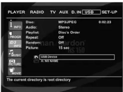 HARMAN KARDON HS 150 - USB-menyn - 1