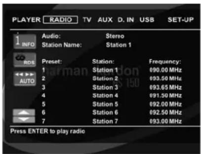 HARMAN KARDON HS 150 - Radio Menyn - 1