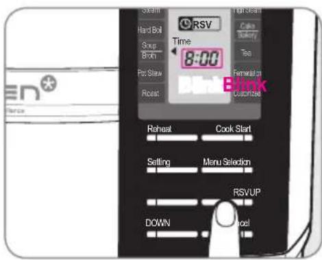 RSV Hand Roll Stop Both Pot Slow Reset: 8:00 Blink Blink Reheat Cook Start Selling Menu Selection DOWN RSV UP Cool