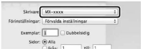 SHARP MX-C300PE - Kontrollera att rätt skrivare är vald. - 1