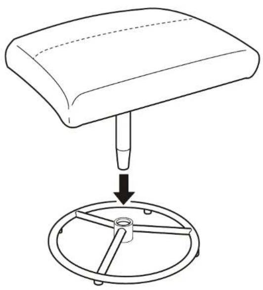 Diagram showing a mechanical component being inserted into a circular base, with no text or symbols present.