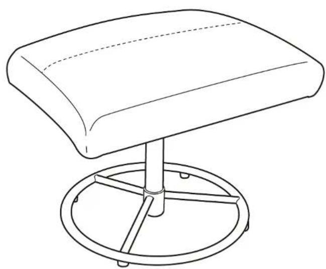 Line drawing of a chair seat with a circular base and three legs (no text or symbols)