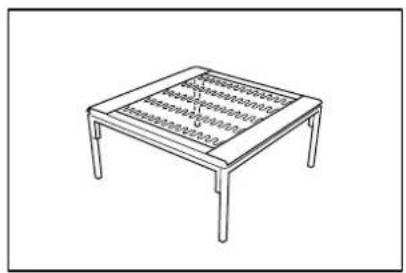 Hand-drawn sketch of a table with Chinese text on the top panel, likely indicating a table or diagram.