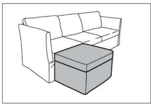 Line drawing of a sofa with a side table and coffee cup (no text or symbols)