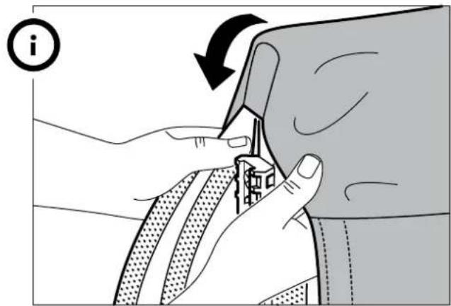 Illustration of a hand fastening a garment collar with a zipper, showing the process (no text or symbols)