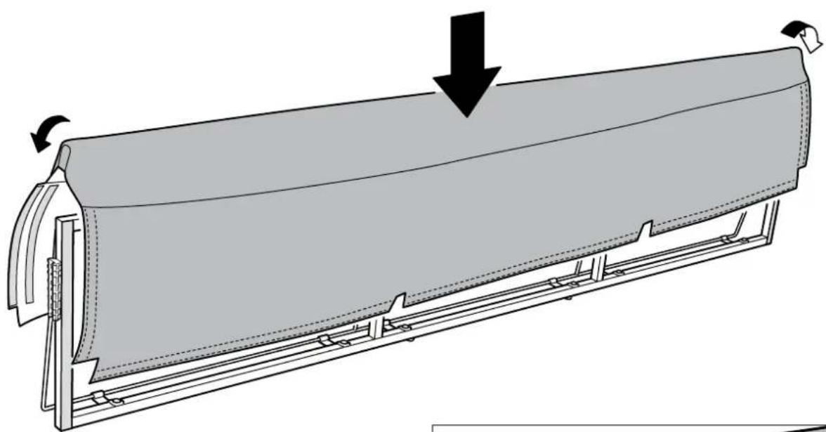 Diagram of a mechanical component with a downward arrow indicating compression or dislocation (no text or symbols present)