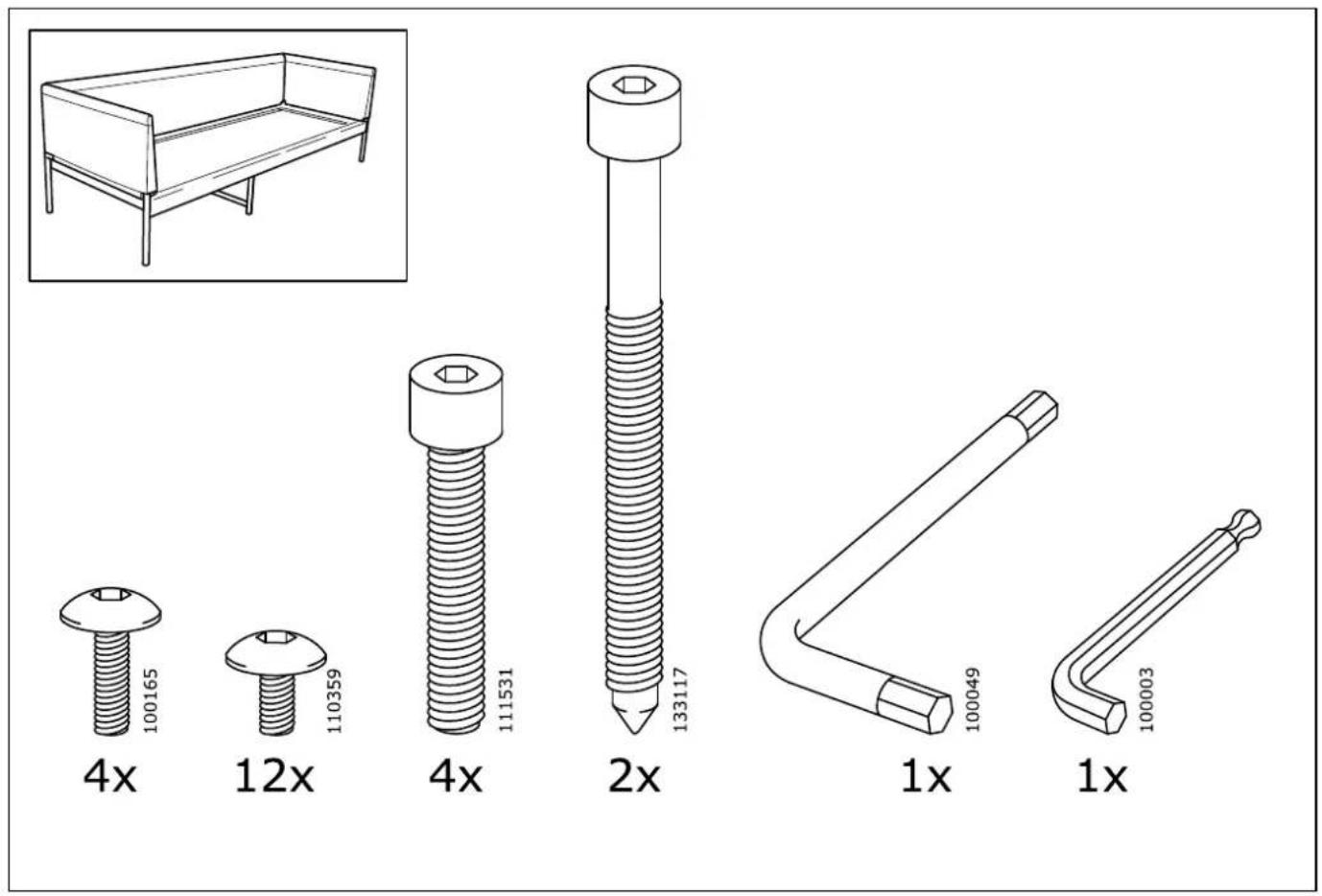 4x 100165 12x 110359 4x 111531 2x 133117 1x 100049 1x 100003