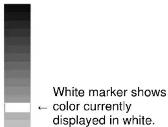 White marker shows ← color currently displayed in white.