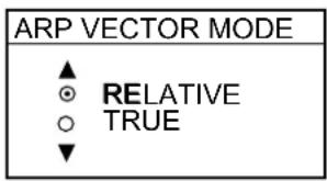 ARP VECTOR MODE ▲ ○ RELATIVE ○ TRUE ▼