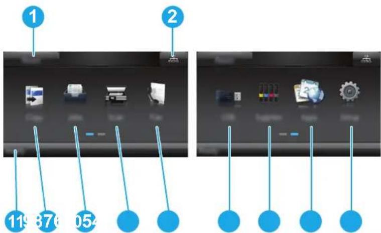 HP LaserJet Pro M477fnw - Startskärmens layout - 2