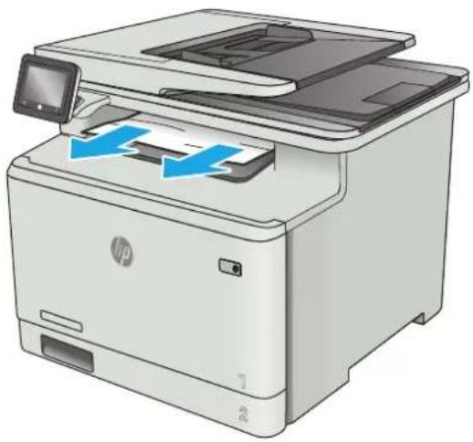 HP LaserJet Pro M477fnw - Åtgärda papperstrassel i utmatningsfacket - 1