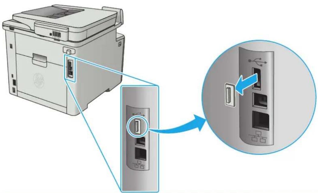 HP LaserJet Pro M477fdw - Steg ett: Installera USB-flashminnet - 1